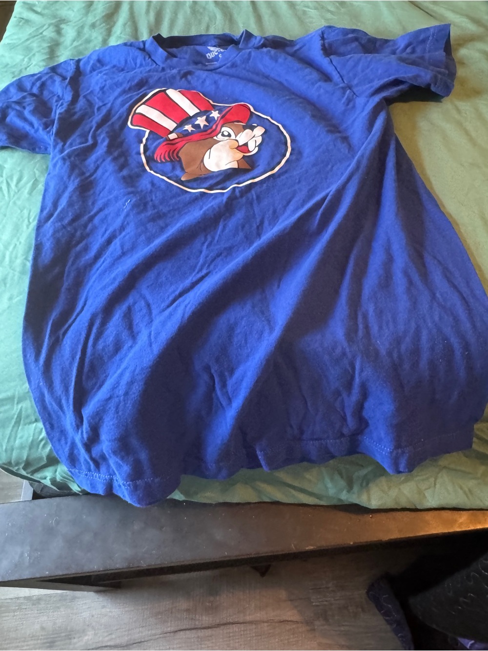 Short Sleeve Graphic Tee in Blue with Patriotic Character